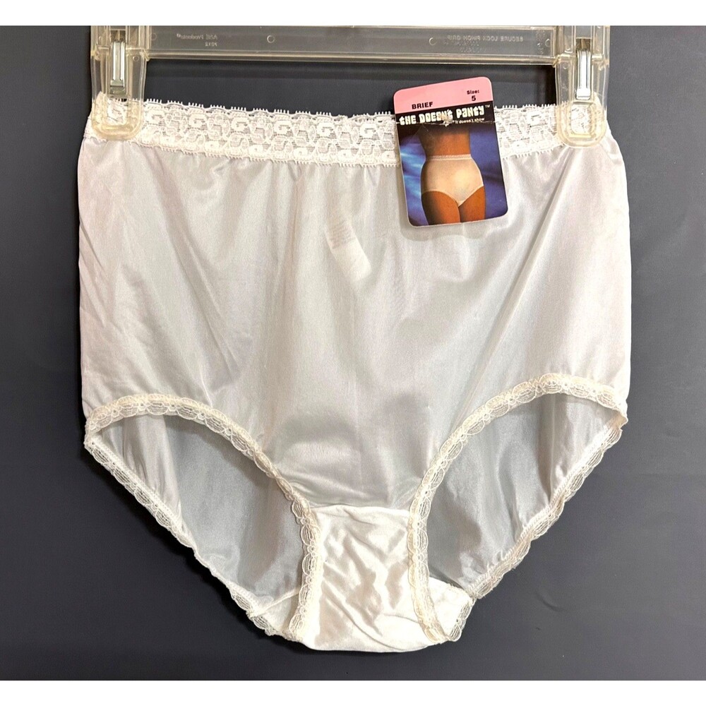 NWT Vintage Sears White The Doesn't Panty W/ Stretch Lace Size 5 S M Granny
